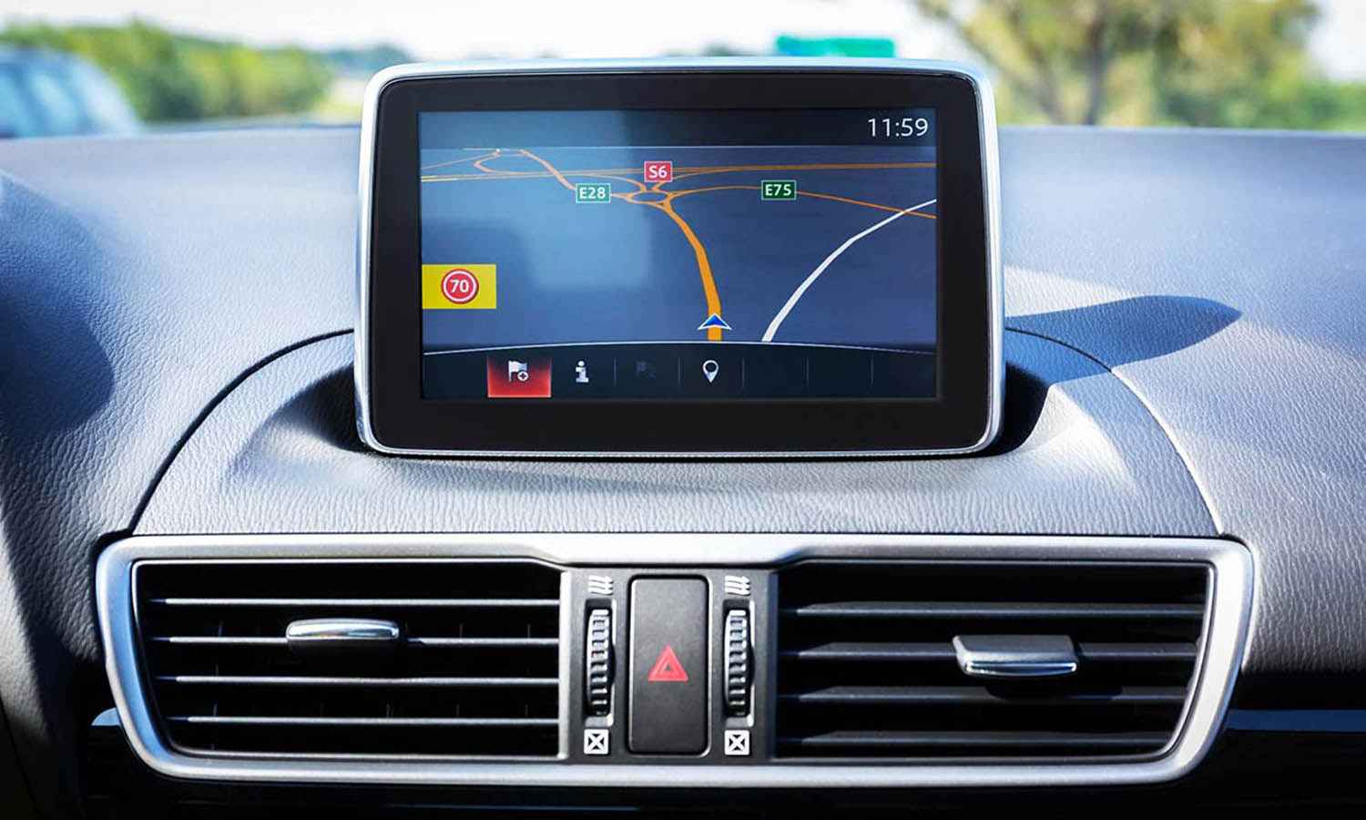 Navigation route displayed on a factory dashboard screen