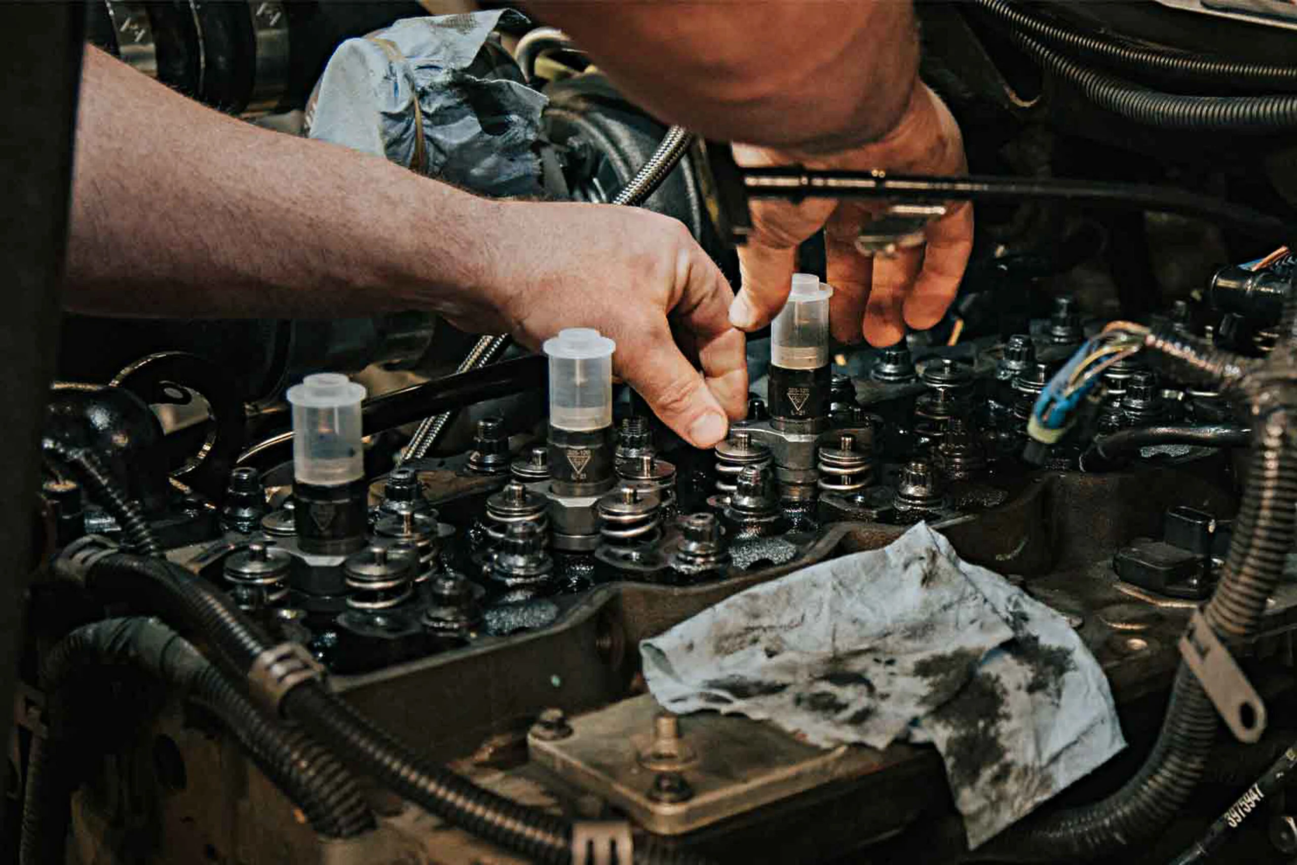 Set of new fuel injectors ready for fitting