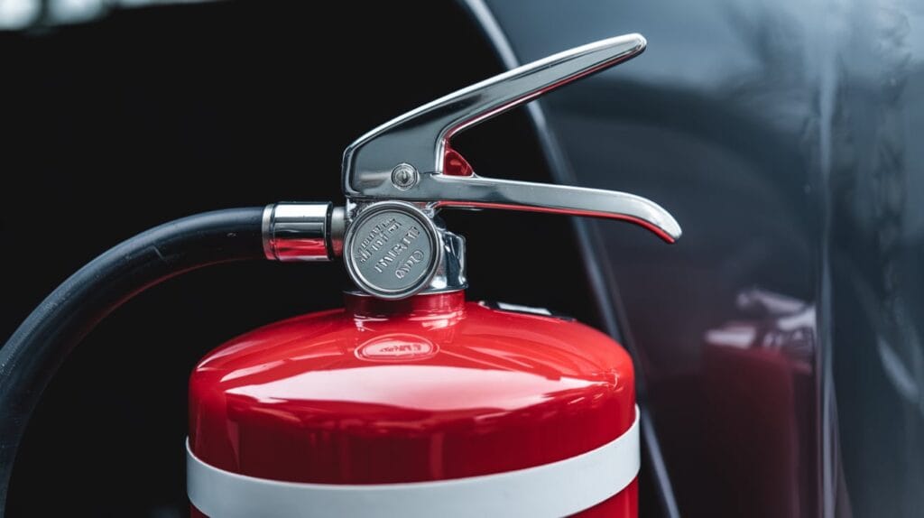 Small fire extinguisher designed specifically for automotive safety.