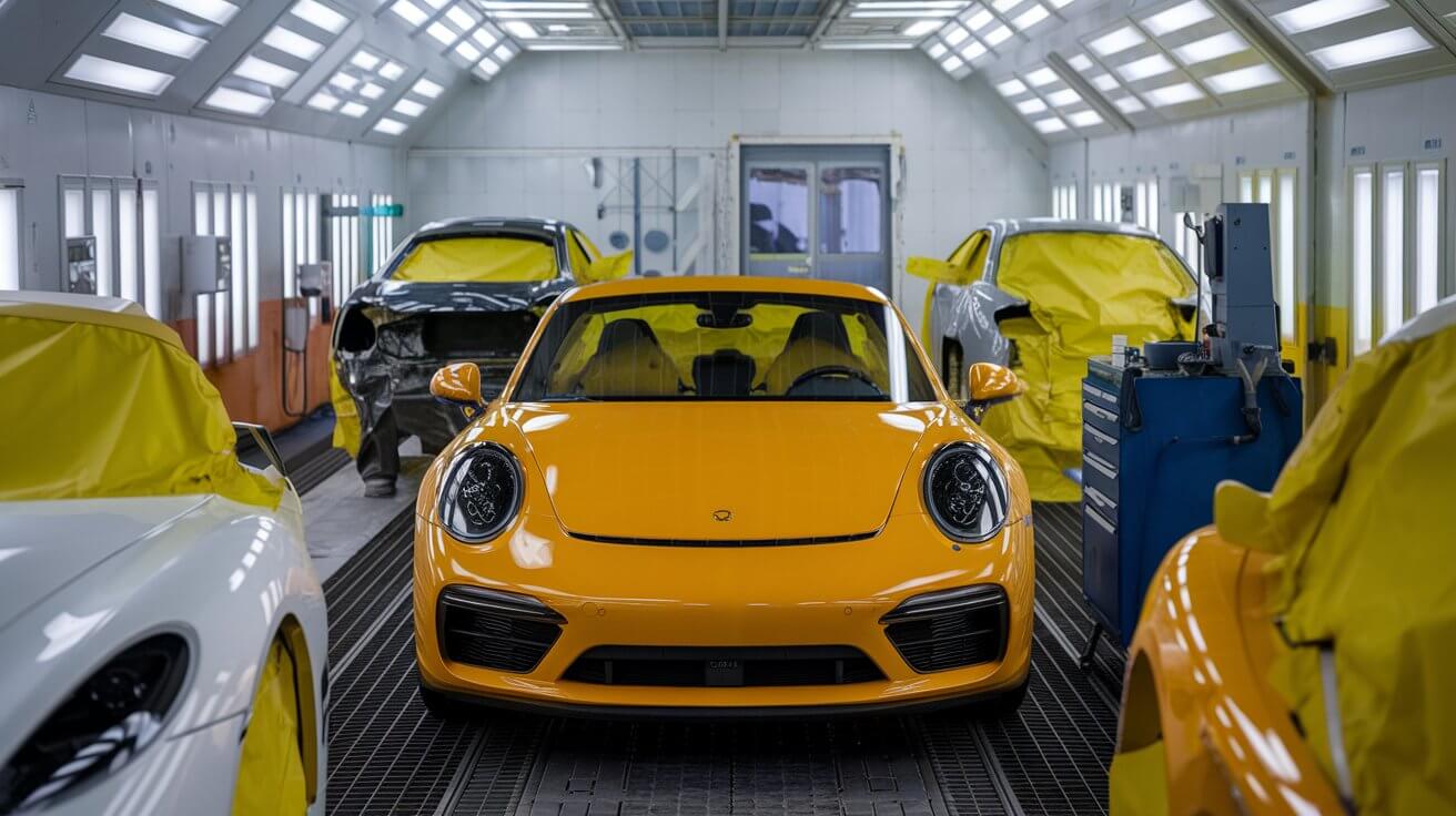 Car being detailed after a fresh repaint