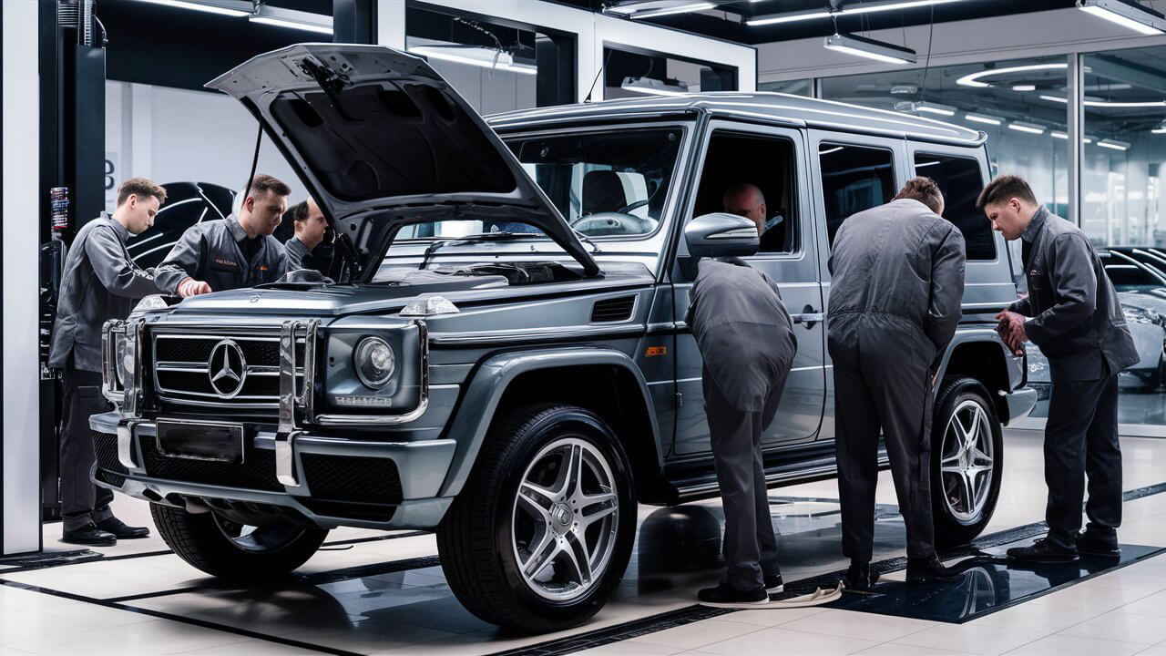 Mercedes G500 on a pre-purchase inspection at Mechanics