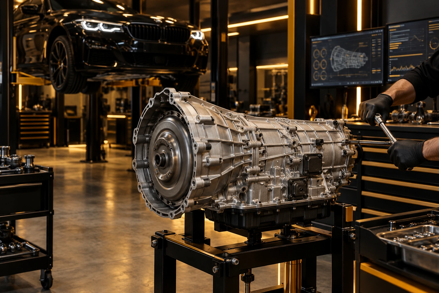 Automatic gearbox on a stand