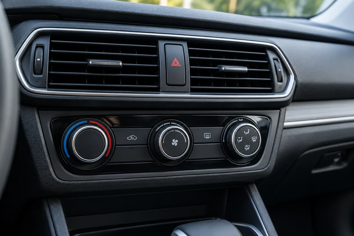 Central dashboard air conditioning vents and climate controls