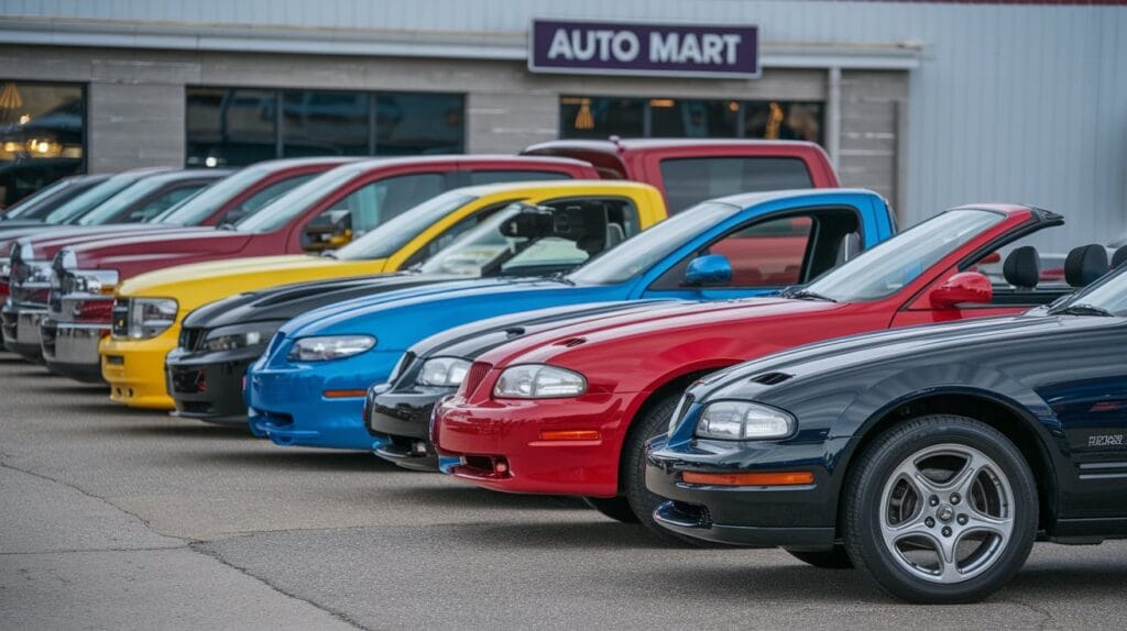 American imported cars parked in row