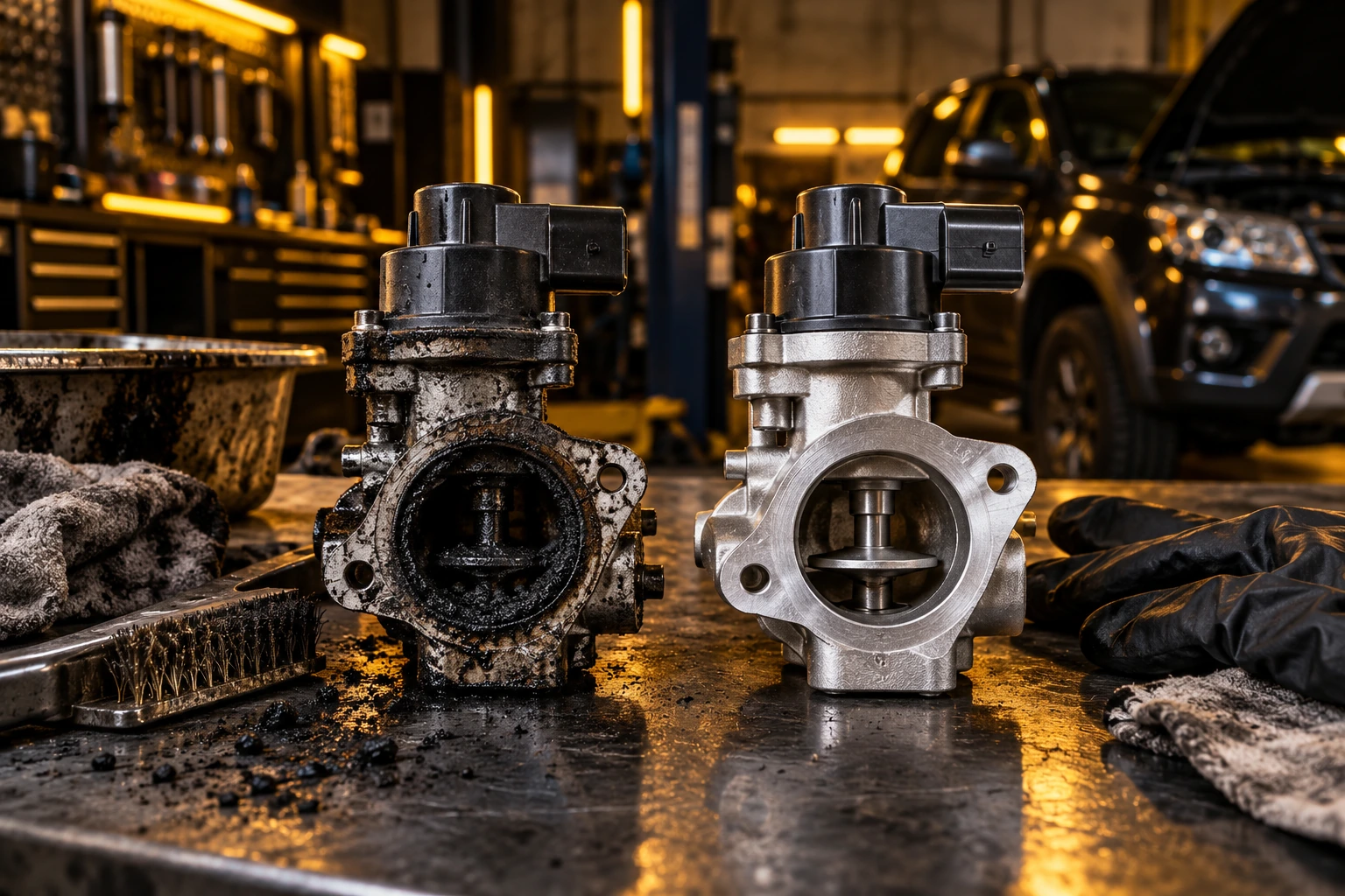 Carbon-coated and cleaned Isuzu diesel EGR valves