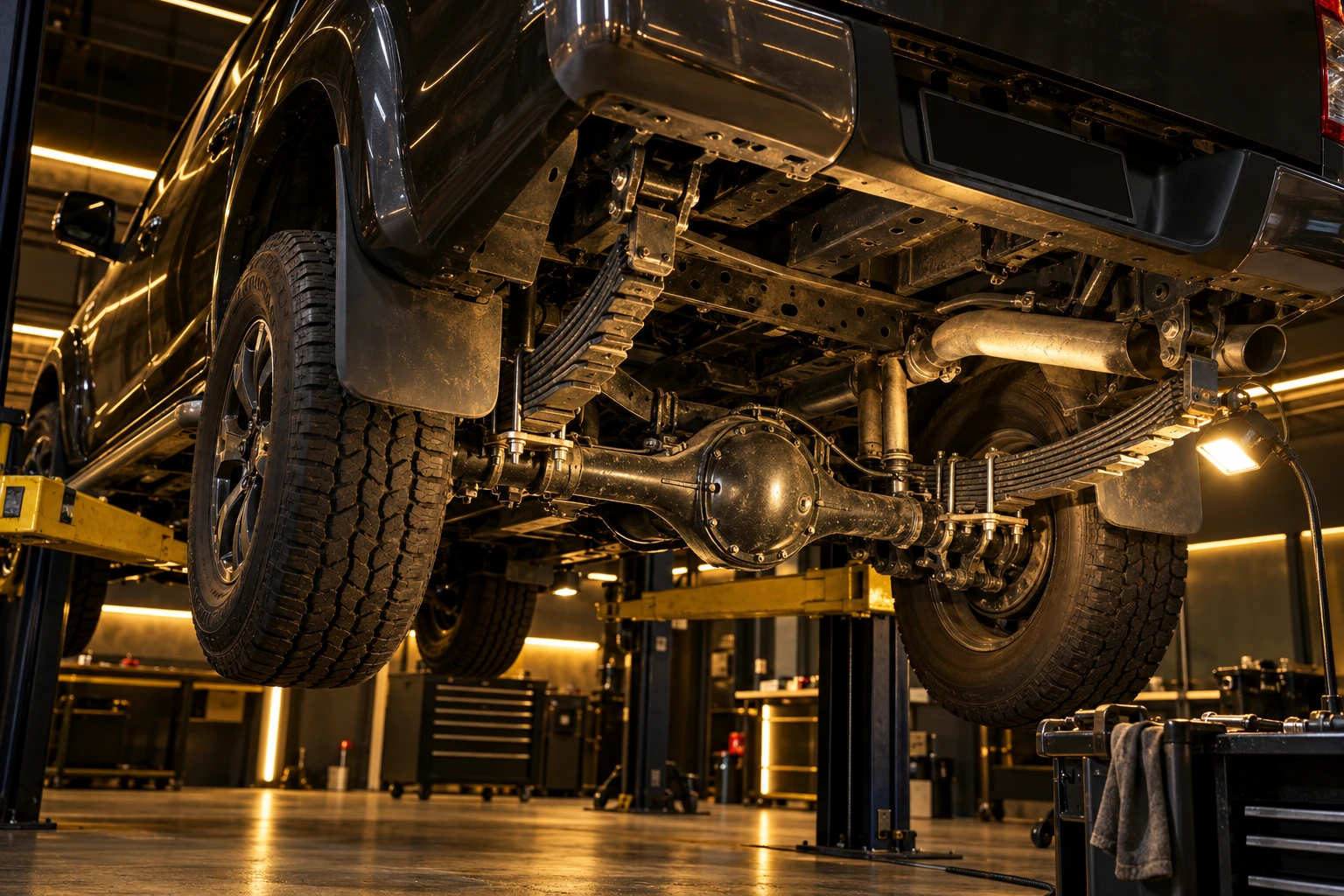 Isuzu D-Max rear leaf springs and axle inspection