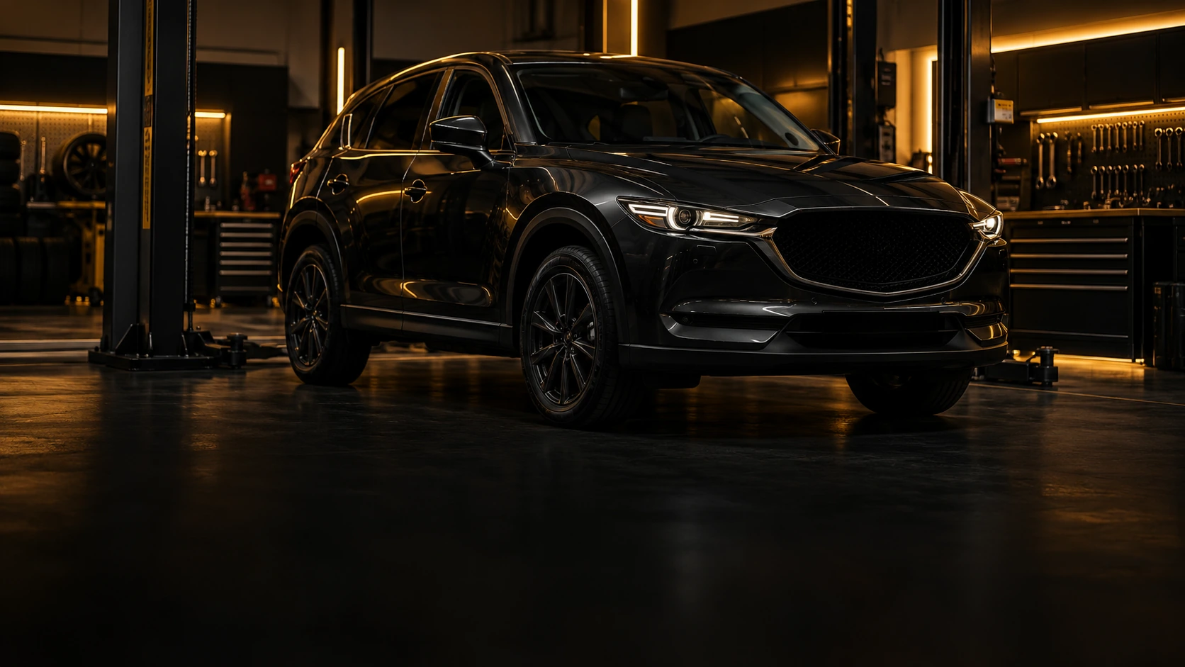 CX-5 in a dark workshop bay