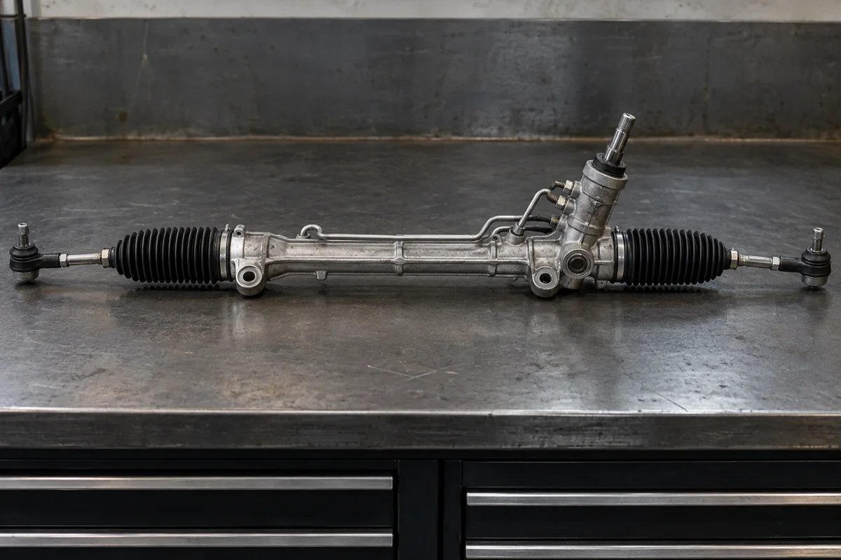 Complete hydraulic steering rack with rubber bellows and tie rod ends
