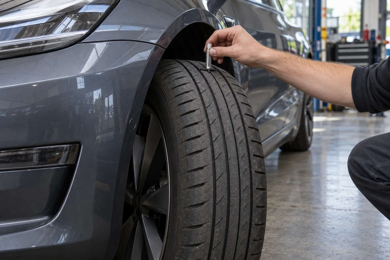 Tyre tread and age checked before a long road trip