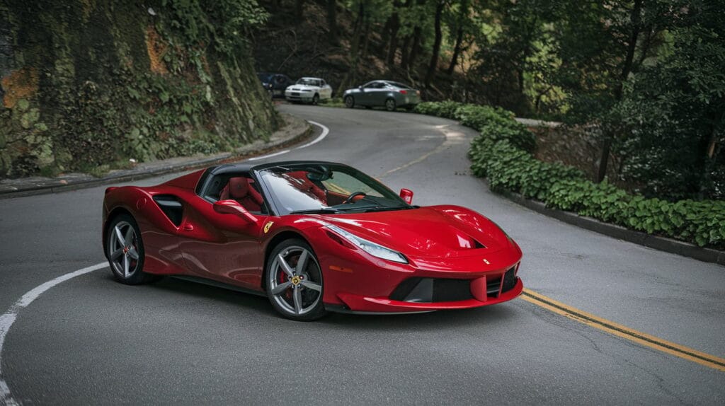 A bright red Ferrari with advanced diagnostics.